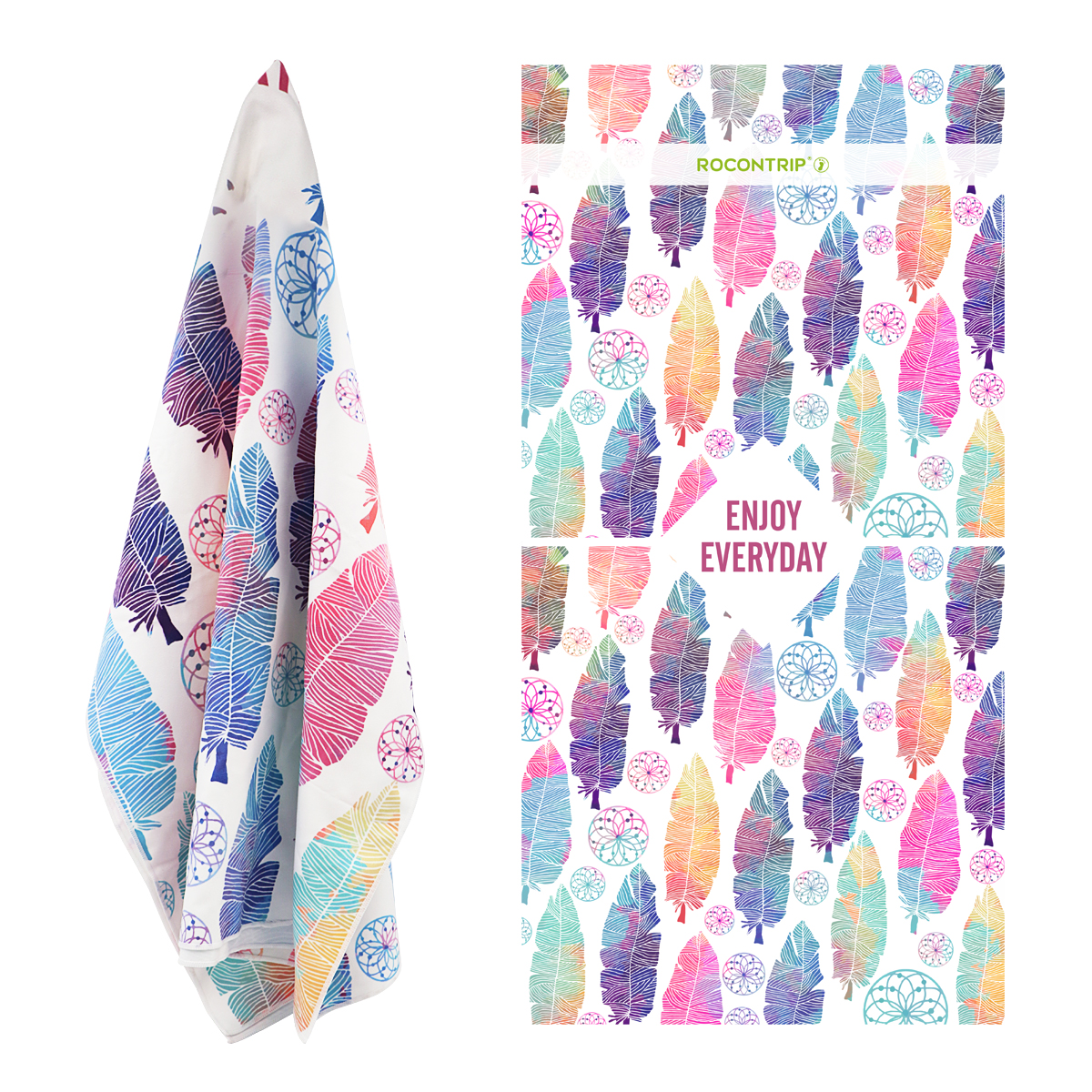 ROCONTRIP Beach Towel Travel Microfiber, Soft Fast Dry Absorbent