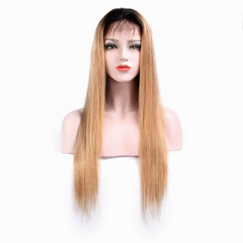 Natural straight human hair lace front wig-Blonde