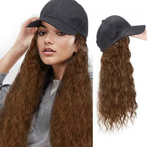 Long synthetic wave wig with cap