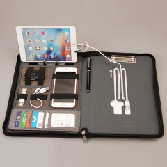 Leather Portfolio with Power Bank