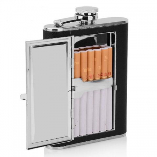 Hip Flask with Cigarette Box