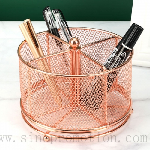 Rose Gold Desk Organizer Rotating