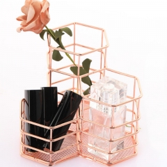 Rose gold Hexagon Pen Brush Holder