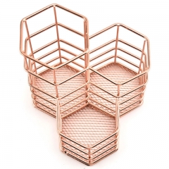 Rose gold Hexagon Pen Brush Holder