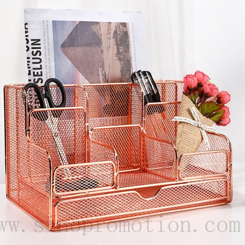 rose gold desk organizer,rose gold desk organizer set,gold mesh desk
