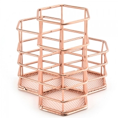 Rose gold Hexagon Pen Brush Holder