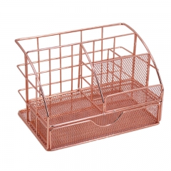 Rose Gold Desktop Organizer with Drawer