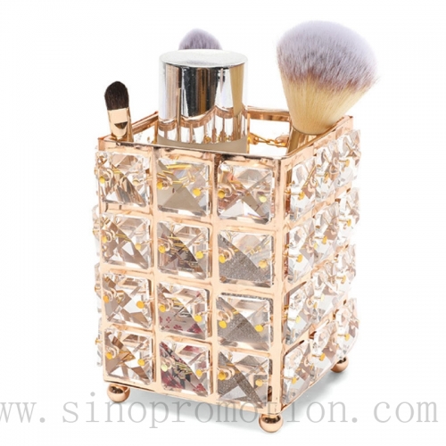 AllTopBargains 2 Rose Gold Clear Acrylic Cosmetic Organizer Lipstick Brush Holder Makeup Stand