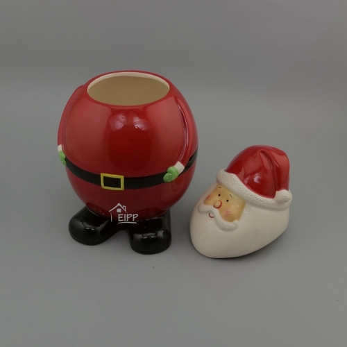 Wholesale Home Storage Hand Painted Ceramic Santa Claus Cookie Jar Set