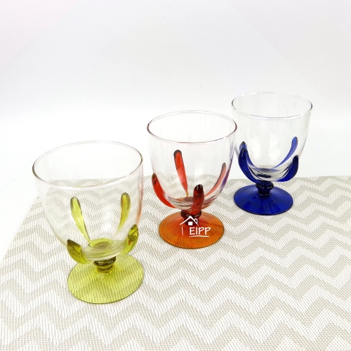 Low Handle Wine Glass Goblets Short Stem Cognac Glasses With Colored Ghost Claw Handle For Great Spirits Drinks