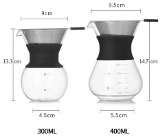 400ml high borosilicate pour over dripper coffee glass makers pot 2022 with coffee filter screen