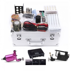 Complete Tattoo Kit Electric Shader Guns Machine Shader Liner Power Supply Needles Grips Tips