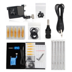 Professional Complete Rotary Tattoo Machine Gun Kit With Needles Grips Tips