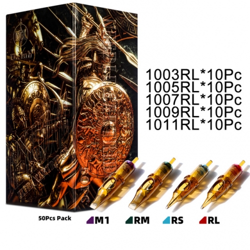 50pcs Pack DKLAB Warrior Tattoo Cartridge Needles,Mix Size Multi Tattoo Needle Cartridges,0.350.30mm RL  RS  RM(MC)  M1,50pcs Pack