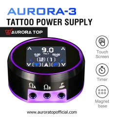 AURORA-3 LCD Full Touch Screen Colorful Light Tattoo Power Supply Machines with Adapter for Coil & Rotary Tattoo Gun Machines