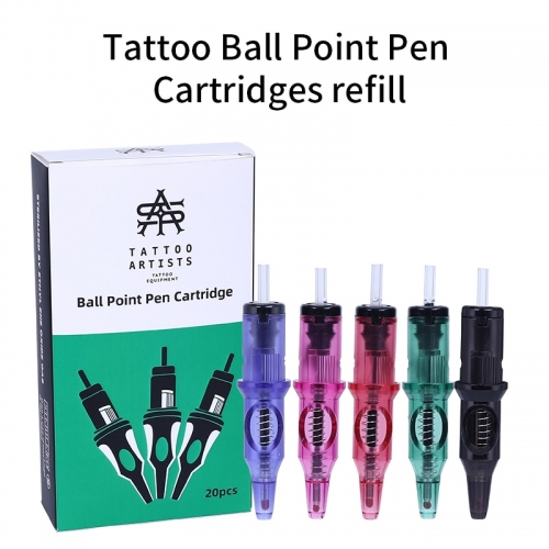 20pcs/ box  Ball Point Cartridge Pen Newest Design Dotwork Ink Drawing Cartridge Tattoo Beginner PMU Practice Tools