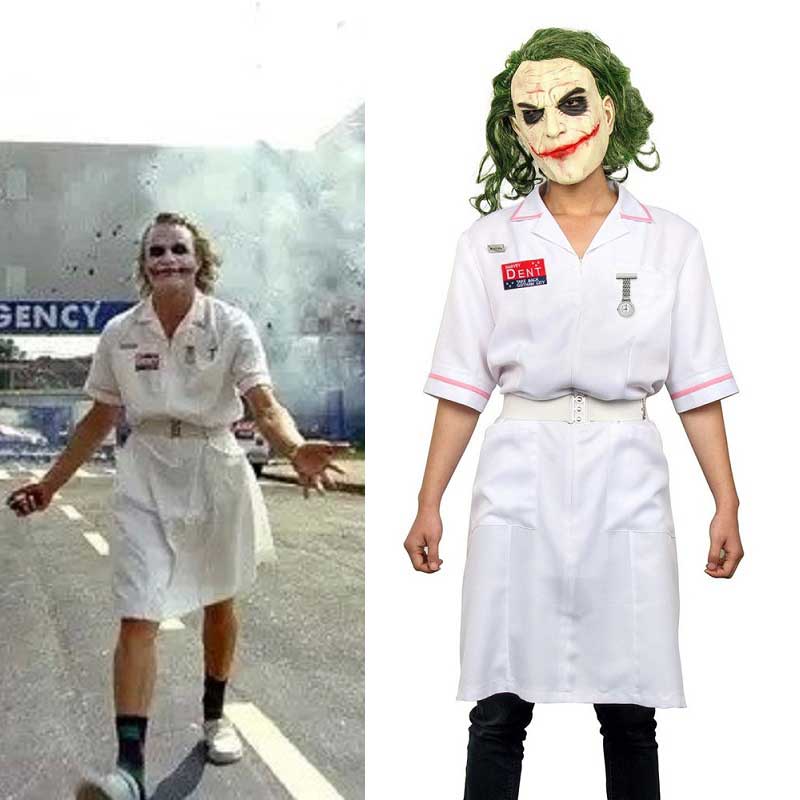 Heath Ledger Joker Nurse Costume Batman Dark Knight Rise Joker Arthur Fleck Halloween Cosplay 