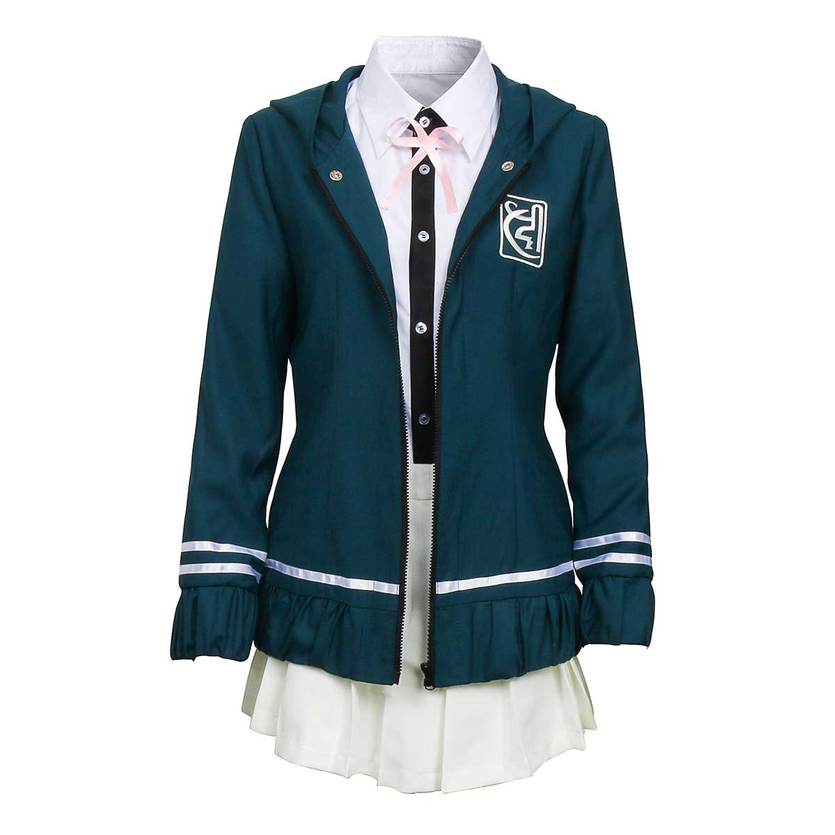 Cosplay Female High School Chiaki Nanami Cosplay Outfit Uniform Dress Green