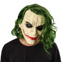 Joker Face Mask with Wig Movie Batman The Dark Knight Halloween Cosplay Clown Accessories