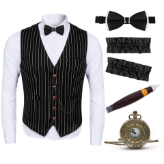 Fotolare Mens Gangster Halloween Cosplay Costume 1920s Gatsby Party Outfits