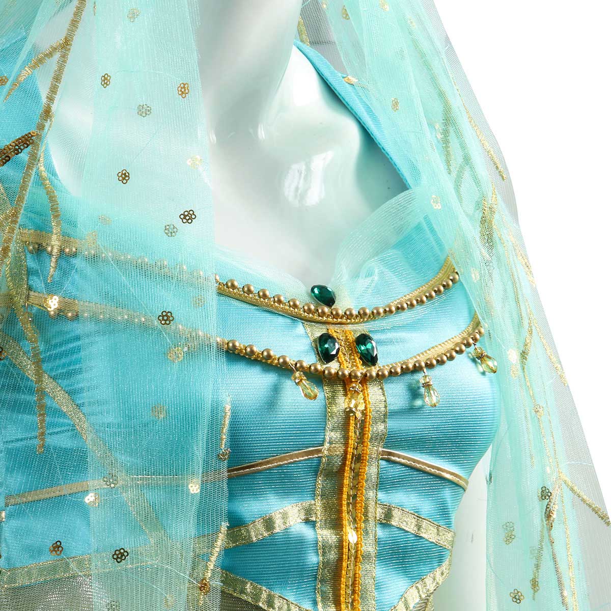 Disney Aladdin Princess Jasmine Cosplay Costume Adult Women Blue Dress Veil Movie Replica