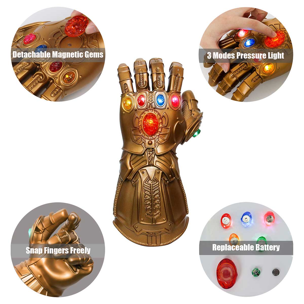 Avengers 3 Infinity War Infinity Gauntlet LED Light Thanos Gloves Cosplay Props 