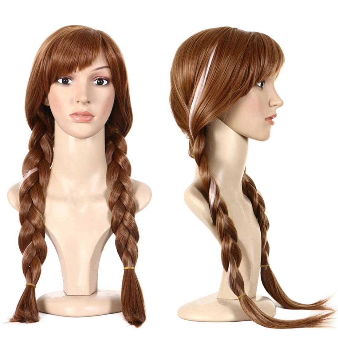 Frozen 2 Adult Anna Brown Braid Disney Princess Wigs For Cosplay Party 