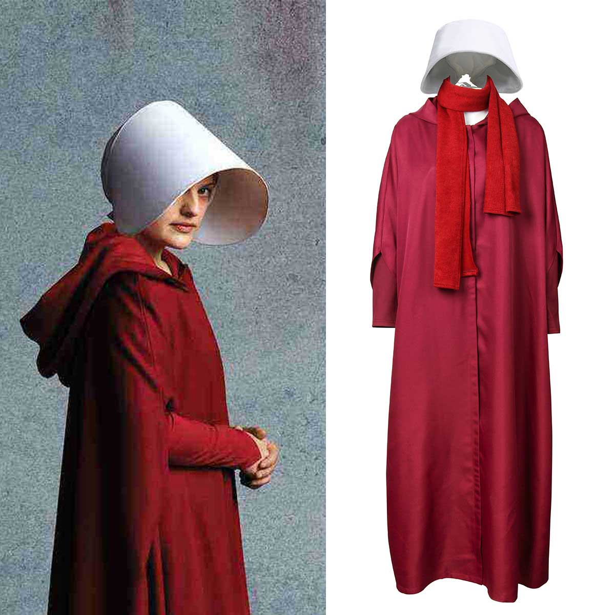 The Handmaid's Tale June Osborne Red Cape Costume For Halloween Party