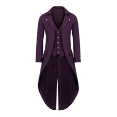 Retro Gothic Button Purple Tailcoat Medieval Formal Outfit for Men