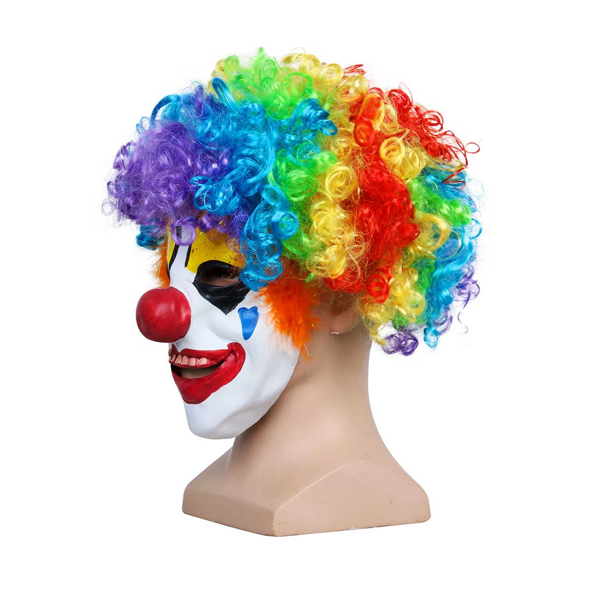 Clown Mask With Colorful Clown Wig