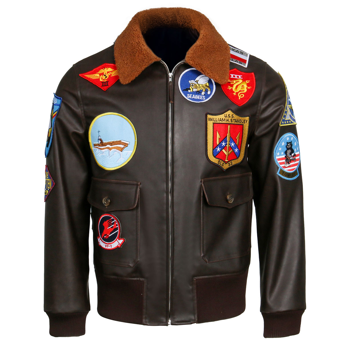 2020 Top Gun: Maverick Aviator Pilot Leather Jacket Men's Brown Winter ...