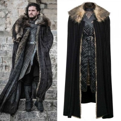 Game of Thrones Season 8 Jon Snow Cosplay Costume Full Set Cloak Overcoat Vest Scarf Trousers