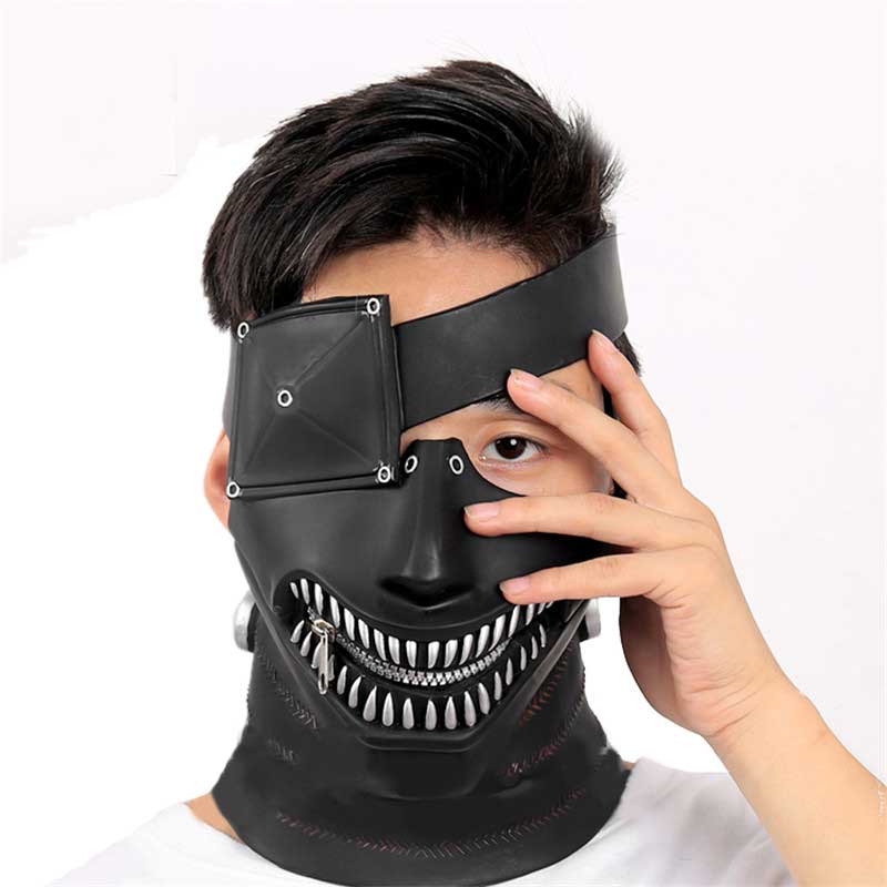 Takerlama Newest Moive Tokyo Ghoul 2 Kaneki Ken Masks PVC Zipper Adjustable Cosplay Cool Masks Halloween Party Props
