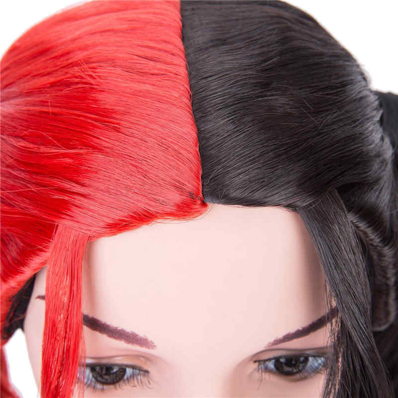 Harley Quinn Cosplay Red Black Wig Movie Suicide Squad 