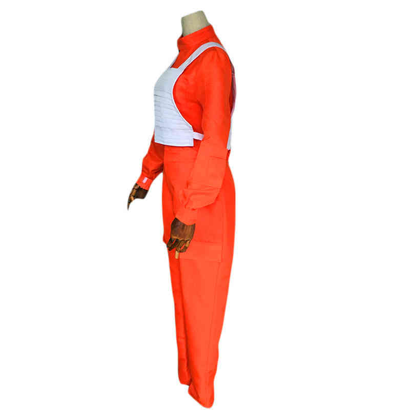 Halloween Star Wars X-Wing Rebel Fighter Pilot Orange Jumpsuit White Vest Costum 