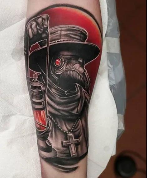 Tattoo uploaded by Daniel Bass  Illustrative plague doctor tattoo   Tattoodo