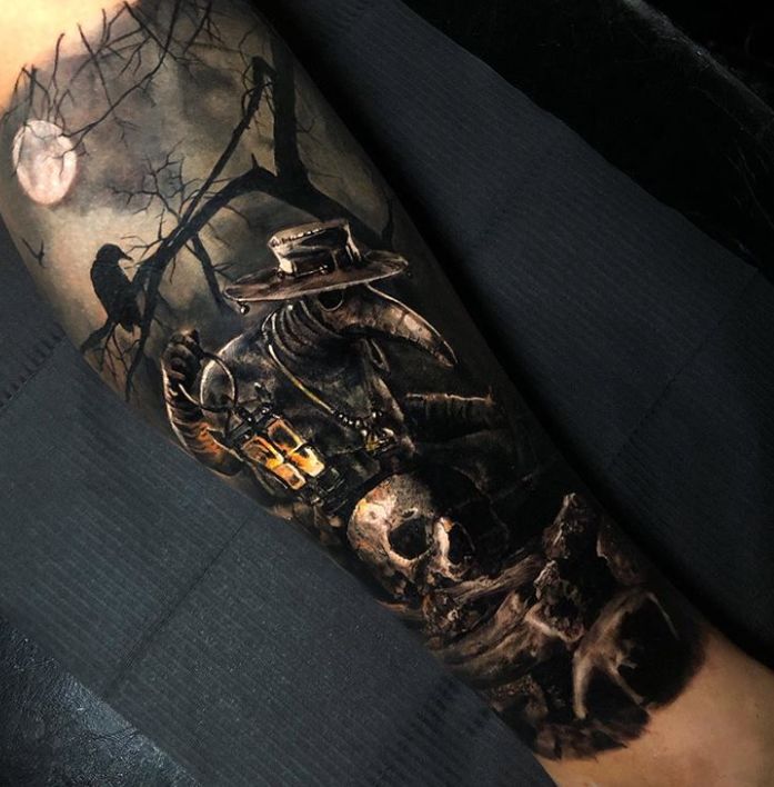 Tattoo uploaded by Daniel Bass  Illustrative plague doctor tattoo   Tattoodo