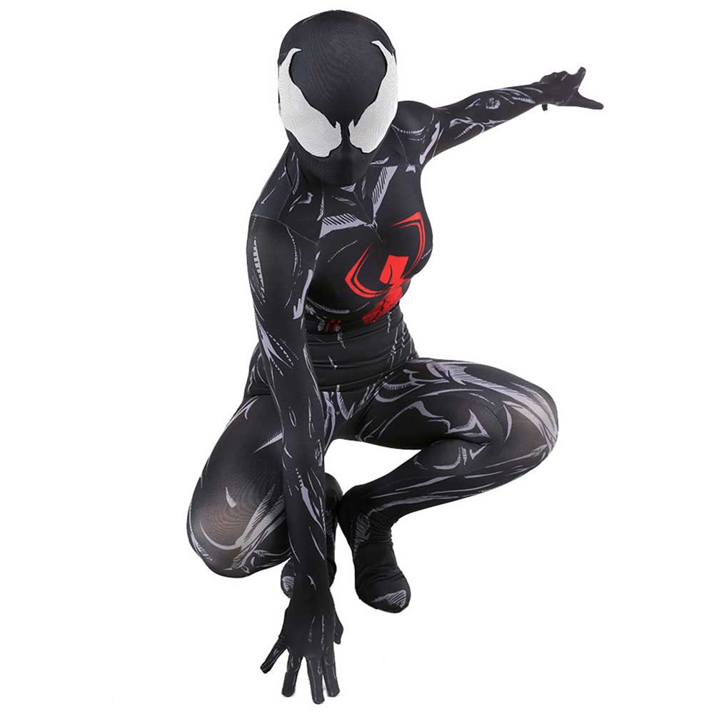 BLACK WIDOW Venom Costume Cosplay Big Glasses Venom Spider Cosplay Costume Halloween Zentai Suit Spiderman Costume Adult Kids
