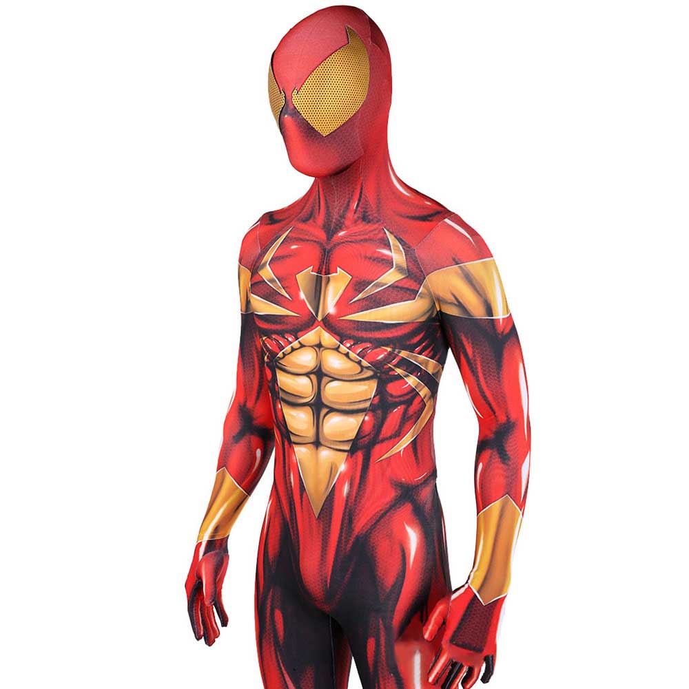 Iron Spider-Man Cosplay Costume Superhero Golden Jumpsuit