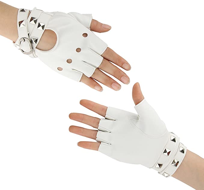 White Women Half Finger Gothic Gloves Punk Rock Style