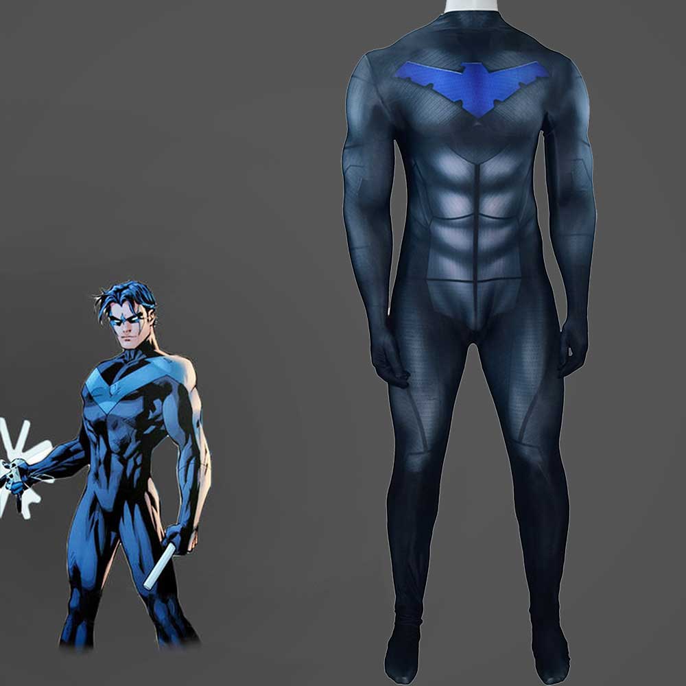 Nightwing Dick Grayson Cosplay Costume Batman: Arkham City Superhero Zentai Suit