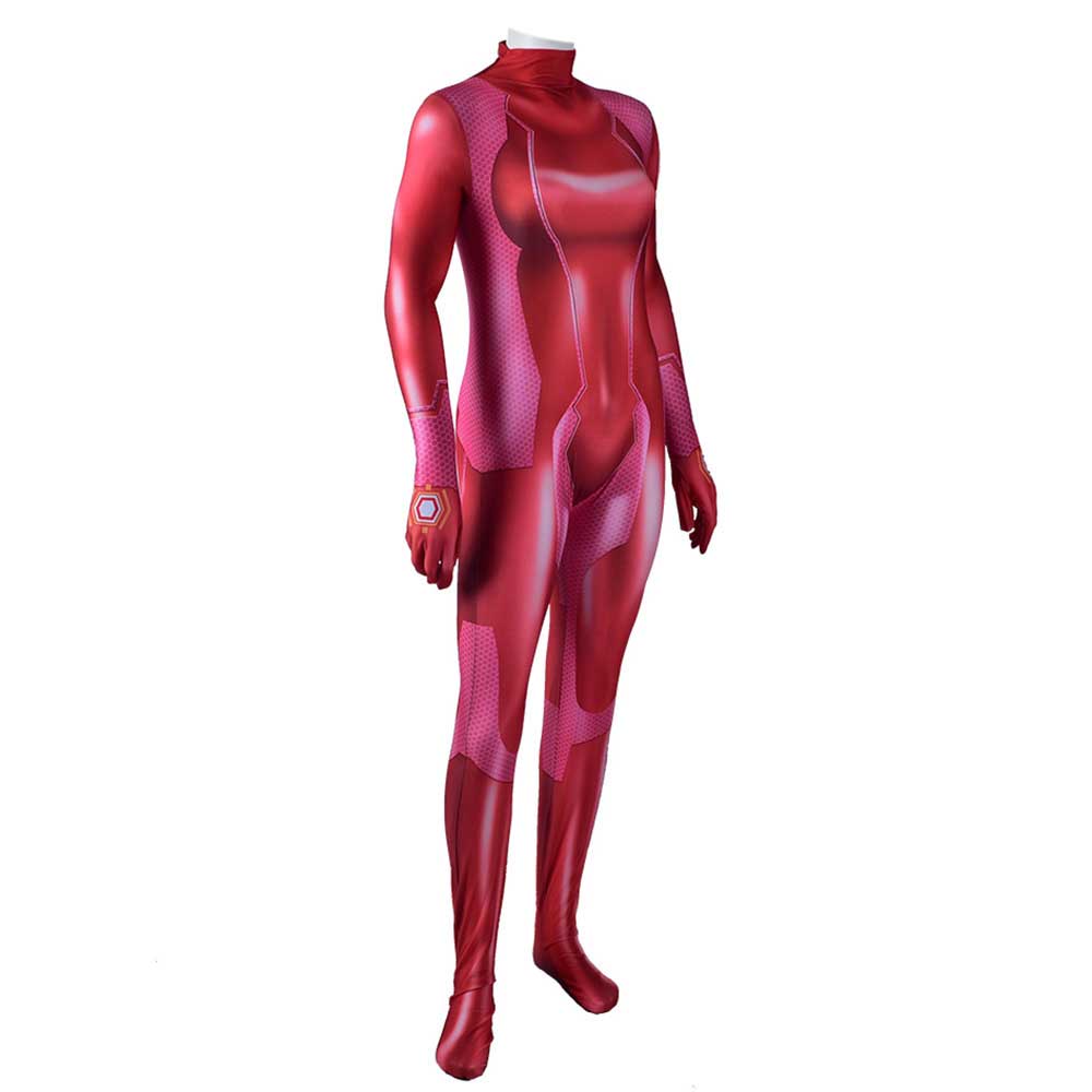 Game Metroid Zero Suit Samus Cosplay Costume Red Zentai