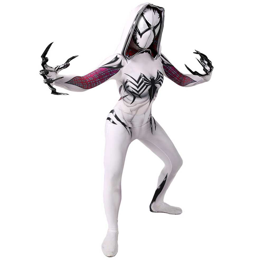 Anti-Gwenom Costume Removable Mask 3D Print Gwen Stacy Venom Cosplay Zentai Suit