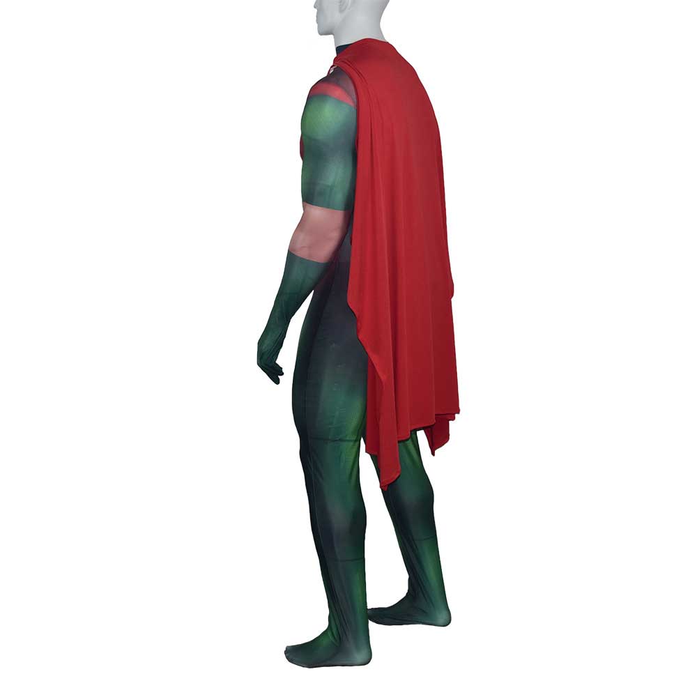 Superhero Robin Cosplay Costume Boy Wonder Batman Family Bodysuit With Cloak Adult Kids