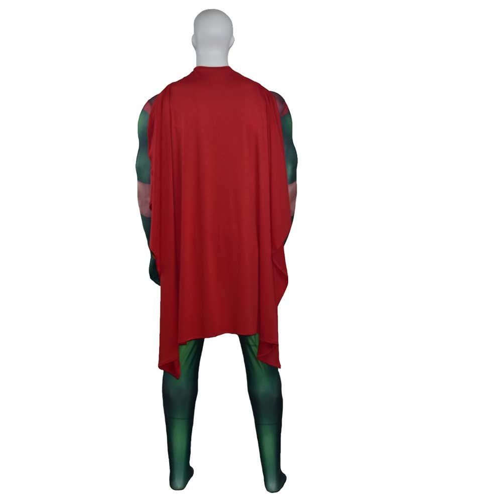 Superhero Robin Cosplay Costume Boy Wonder Batman Family Bodysuit With Cloak Adult Kids