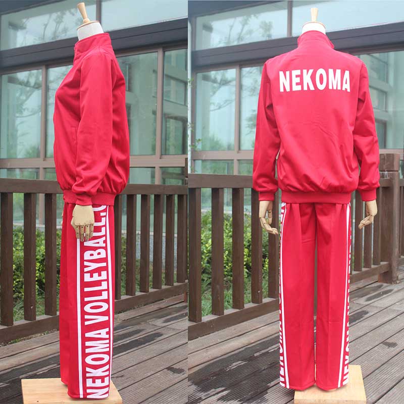 Haikyuu!! Nekoma High School Volleyball Team Uniform Cosplay Costume Sportswear Jacket and Pants with Knee Pads