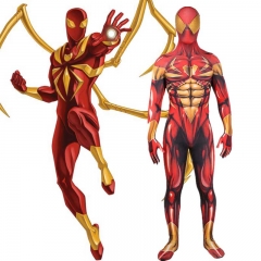 Iron Spider-Man Cosplay Costume Superhero Golden Jumpsuit