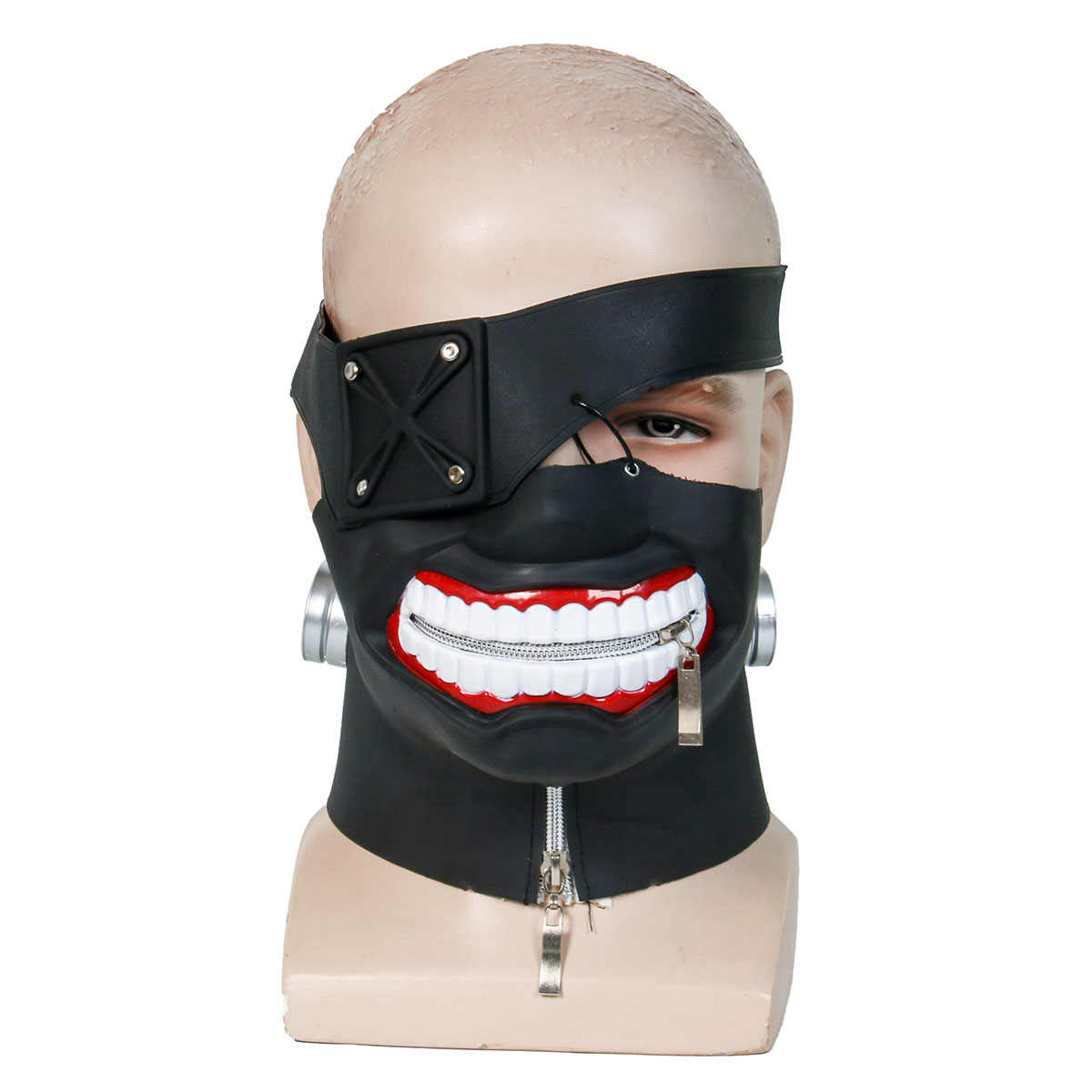 Anime Tokyo Ghoul 2 Kaneki Ken Face Masks Latex Zipper Adjustable Cosplay Cool Masks Halloween Party Props-Halloween