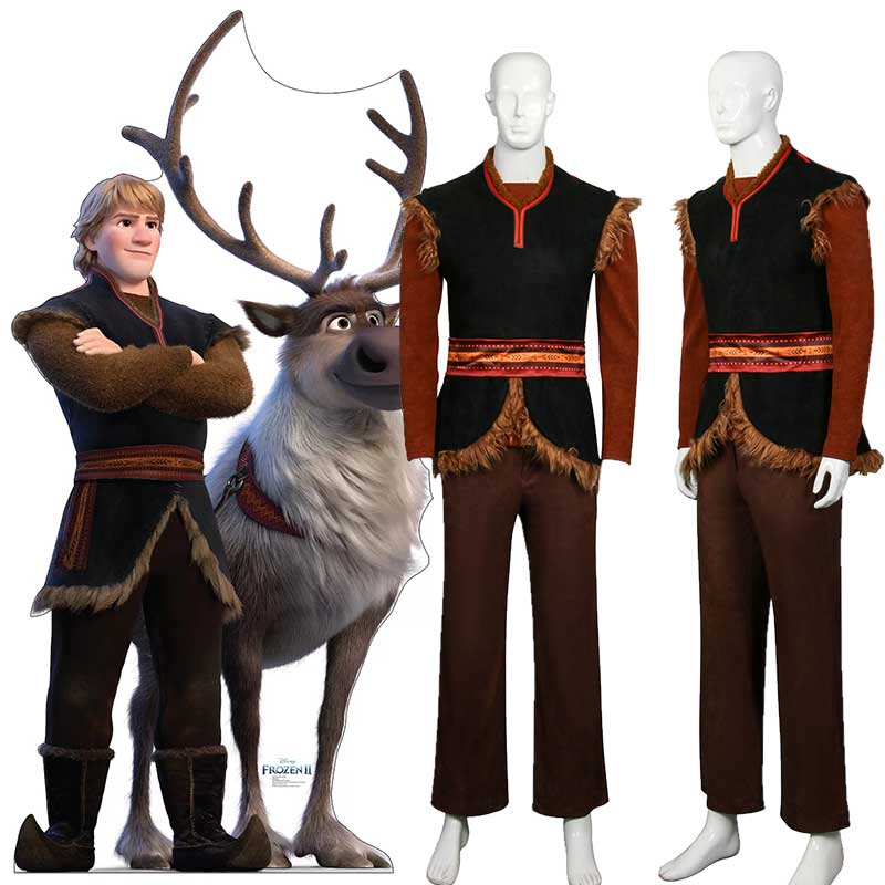 Disney Frozen 2 Adult Kristoff Jorgman Costume Halloween Cosplay Outfits Coat Sweater Belt Trousers-Takerlama