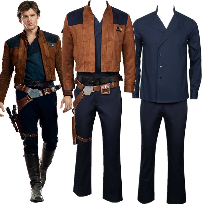 Deluxe Movie Solo: A Star Wars Story Cosplay Costume Han Solo Men Halloween Outfits Coat Shirt Trousers Custom Made